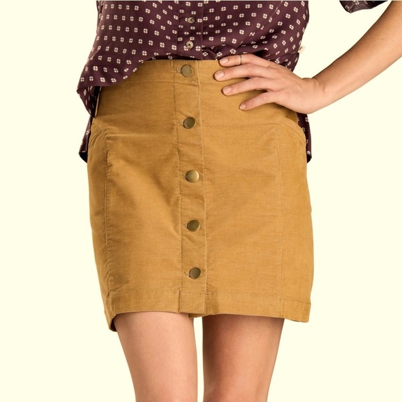 Corduroy Button-Front Tan Skirt - Picture 1 of 3
